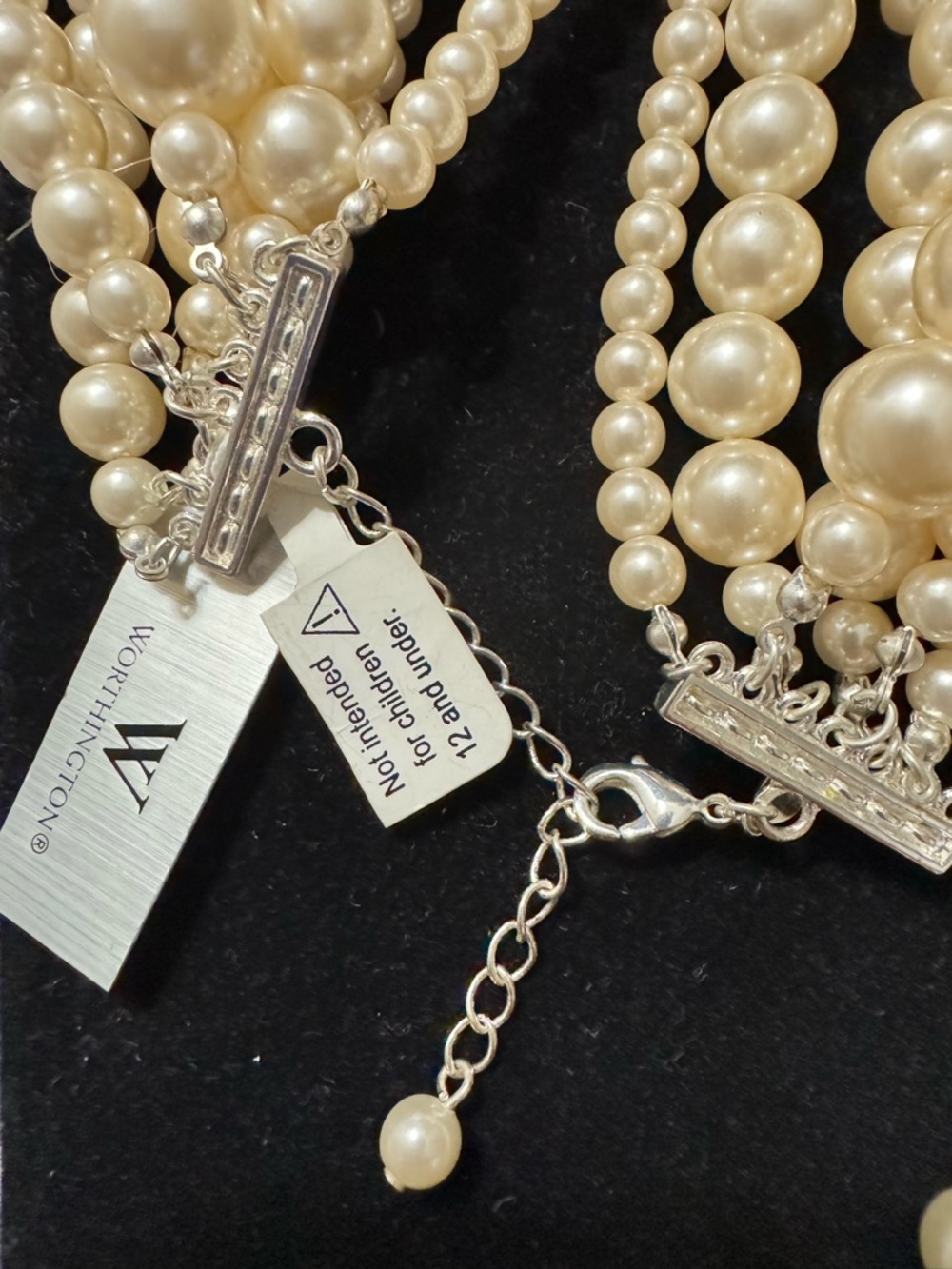 Worthington Layered Ivory Faux Pearl 7 Strand Necklace NWT - Picture 2 of 2